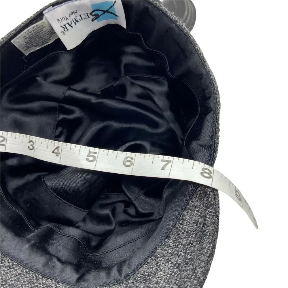 Floral Cadet Military Hat Betmar Women's Black Gray Velvet Trim Vintage Retro